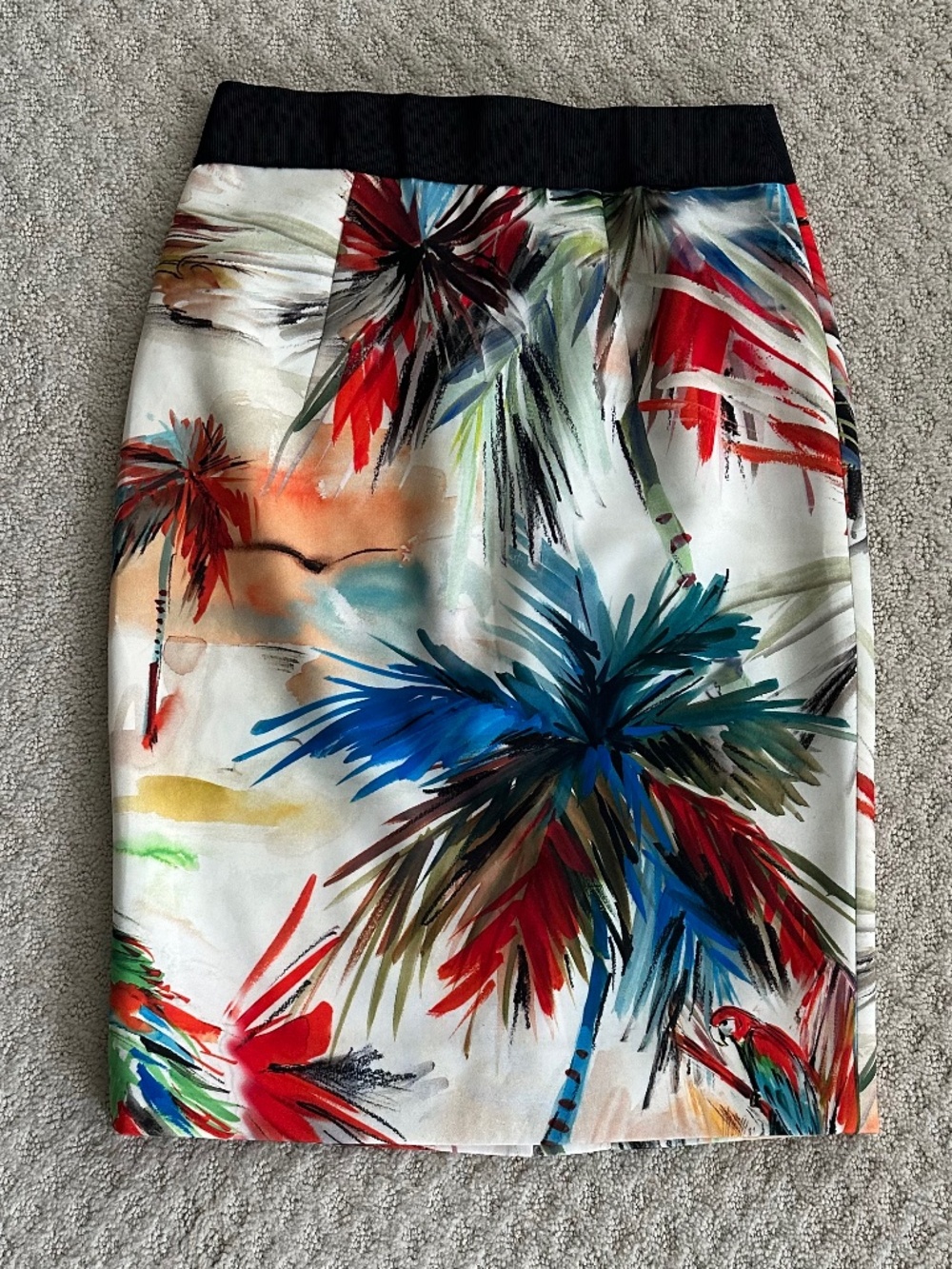 Milly Watercolor Tropical Print Midi Pencil Skirt 6 Feminine Colorful Resort